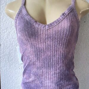 Purple Ribbed Knit Tank Top